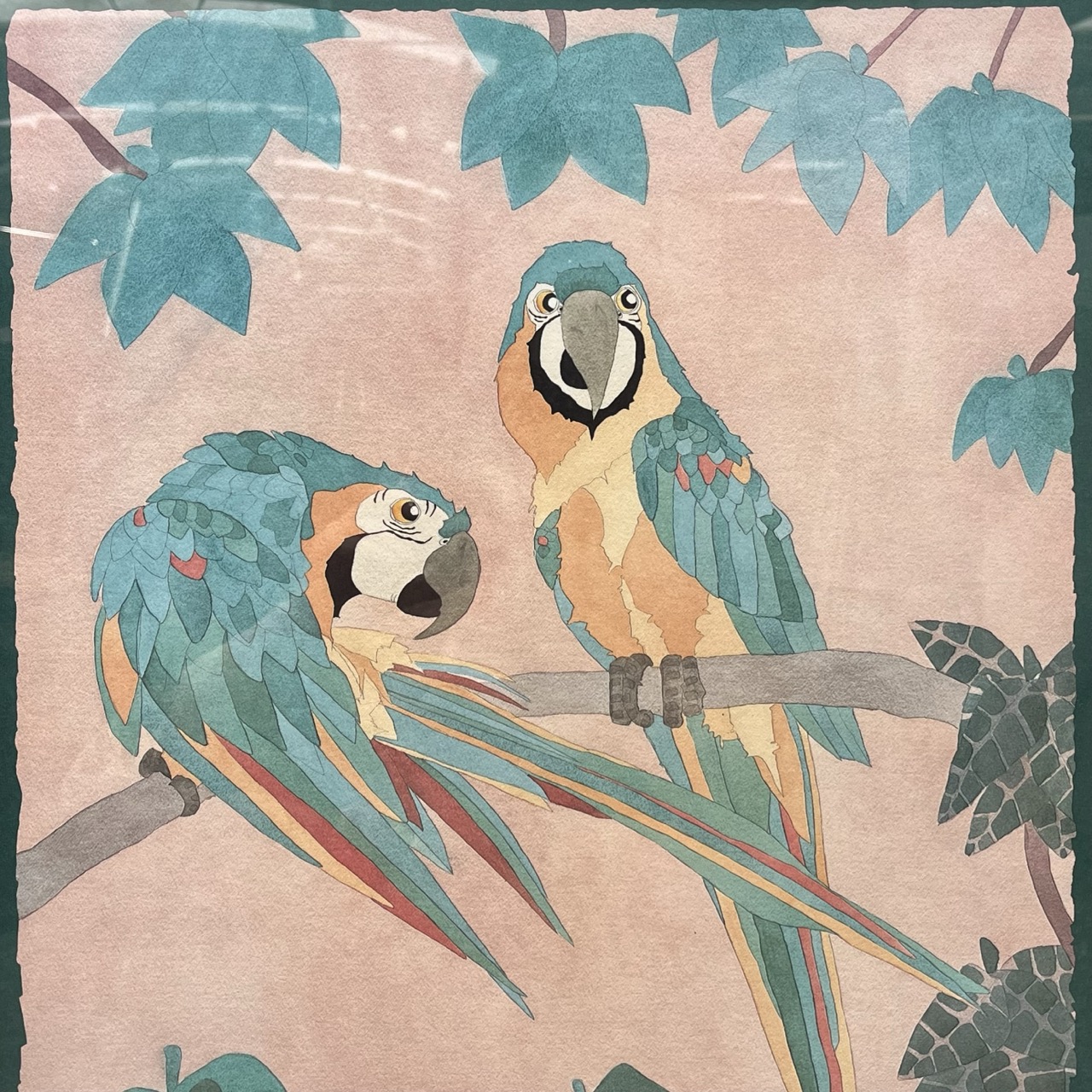 Antique Print "Parrots" 