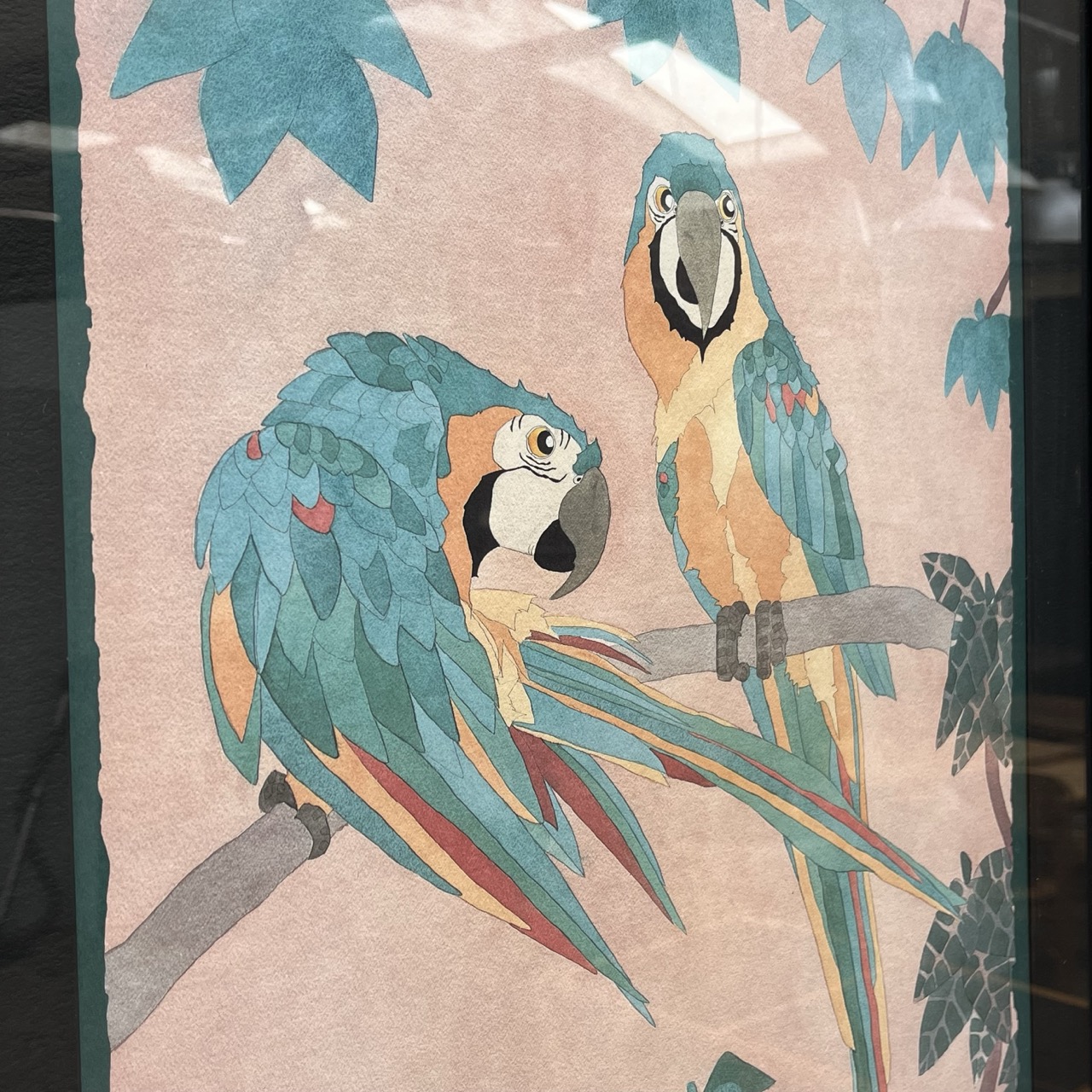 Antique Print "Parrots" 
