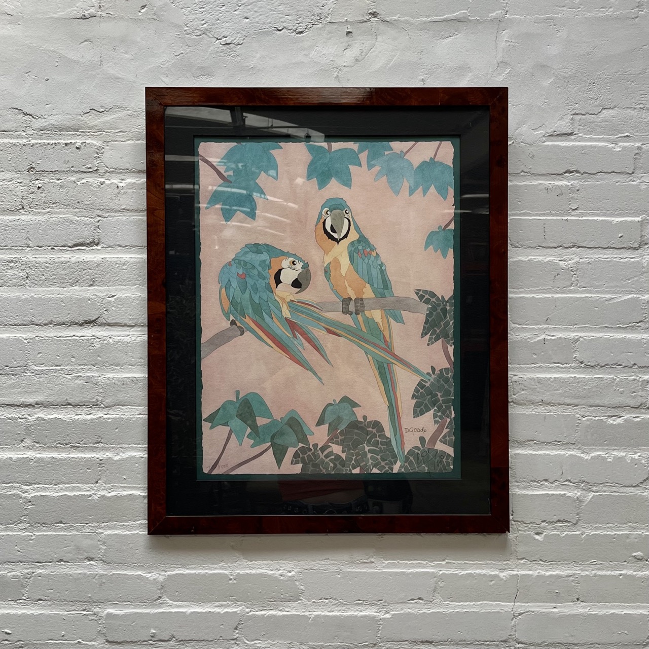 Antique Print "Parrots" 
